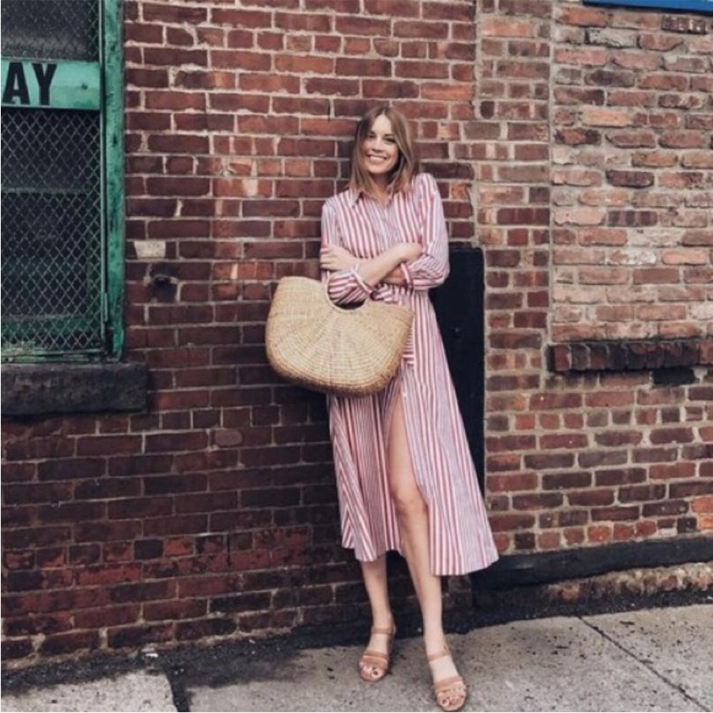 Zara Red and White Striped Dress